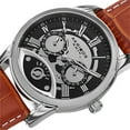 thumbnail image 4 of Men's Multifunction Step Dial Leather Brown Strap Watch, 4 of 7