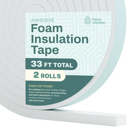 

33 Feet Self Stick High Density Foam Insulation Tape Adhesive Weather Stripping Seal for Doors and Windows
