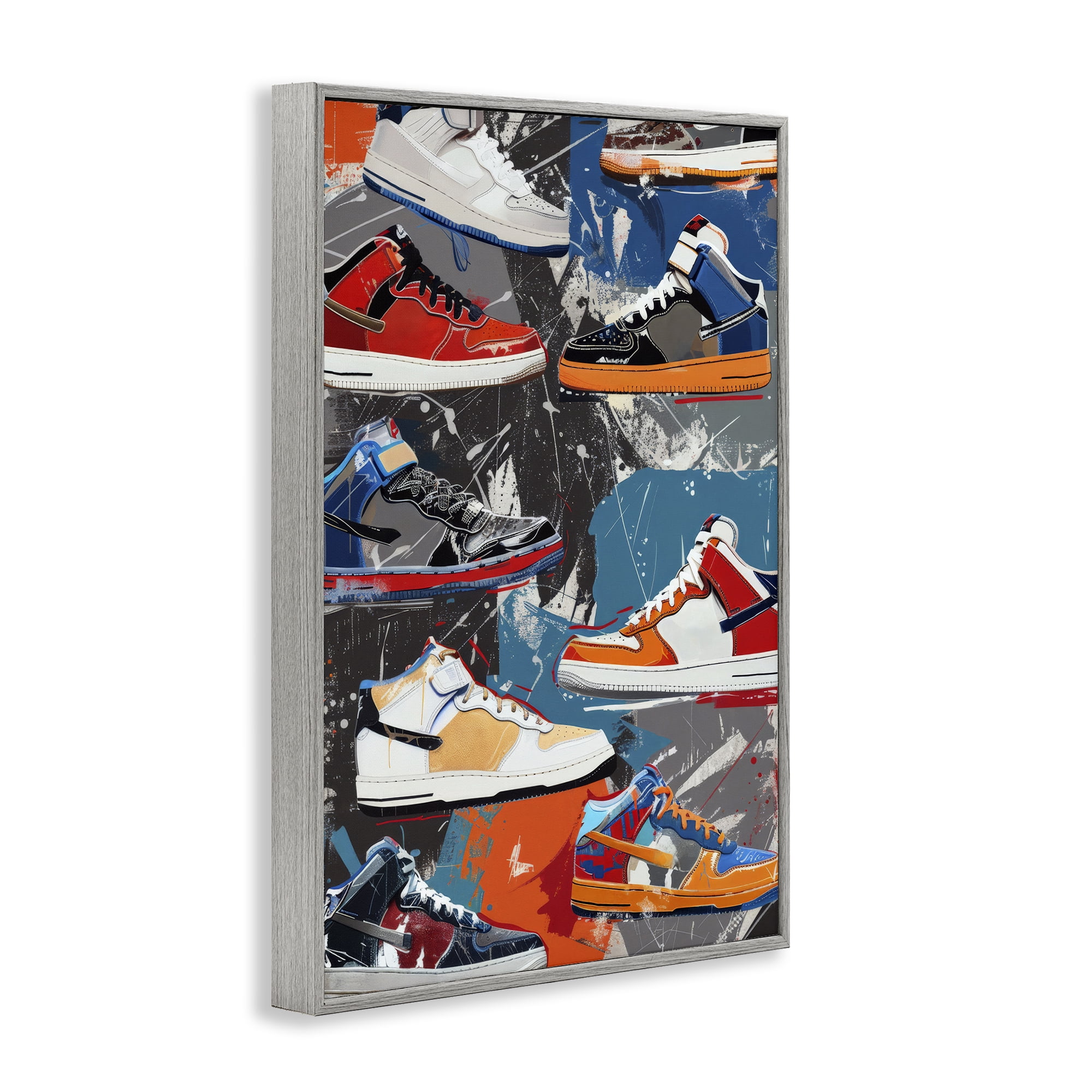 Stupell Industries Stylish Urban Shoe Collection Gray Framed Giclee Art, design by Ray Powers