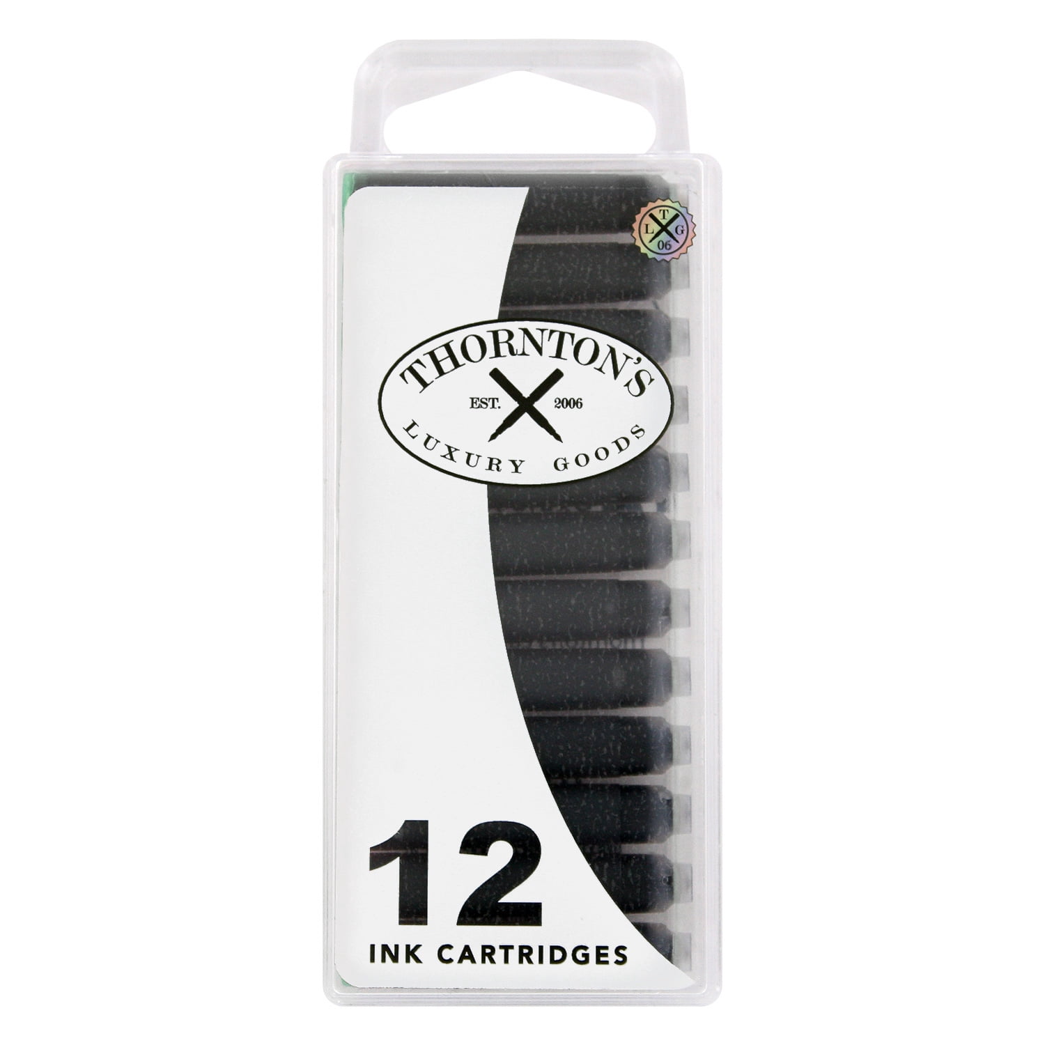 (5 pack) Thornton's Luxury Goods Short Standard International Fountain Pen Ink Cartridges Green Ink Pack of 12 Refills for Classic Calligraphy Pens Compatible With All Brand Neutral PH Smooth Flow Re-Closable