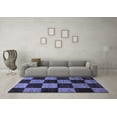 thumbnail image 3 of Ahgly Company Indoor Rectangle Checkered Blue Modern Area Rugs, 2' x 5', 3 of 4