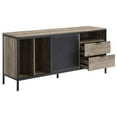 thumbnail image 2 of TV Stand with Metal Frame Rustic Oak Brown and Black - Saltoro Sherpi, 2 of 6