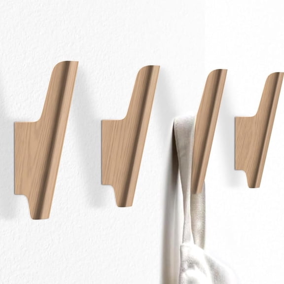 Wood Wall Hooks 4 Pack Coat Hooks Wall Mount Natural Wooden Hooks for Hanging Hat, Bag, Backpack, Rustic Coat Hooks for Wall, Wood Towel Hooks for Bathrooms and Entryway Hooks