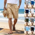 thumbnail image 5 of Zimjoy Mens Linen Shorts Casual Drawstring Elastic Waist Summer Shorts with Pockets Baggy Wide Leg Beach Vacation Light Gray XL, 5 of 5