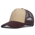 thumbnail image 1 of 1 piece Custom Logo Mesh Baseball Cap Men Summer Sunscreen Sun Visor Hat Text Design Women Adjustable Blank Trucker Caps brown khaki Adult, 1 of 6
