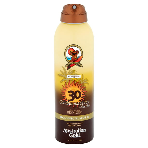 Australian SPF 30 Continuous Spray Sunscreen Instant Bronzer, 6 Fl Oz - Walmart.com