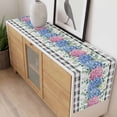 thumbnail image 4 of Blue Pink Hydrangea Table Runner 120 Inches Long Farmhouse Dress Scarves, Eucalyptus Leaves Summer Botanical Plaid Dining Tablerunner for Coffee Table/Kitchen Island/Party Décor, 13" x 120", 4 of 8