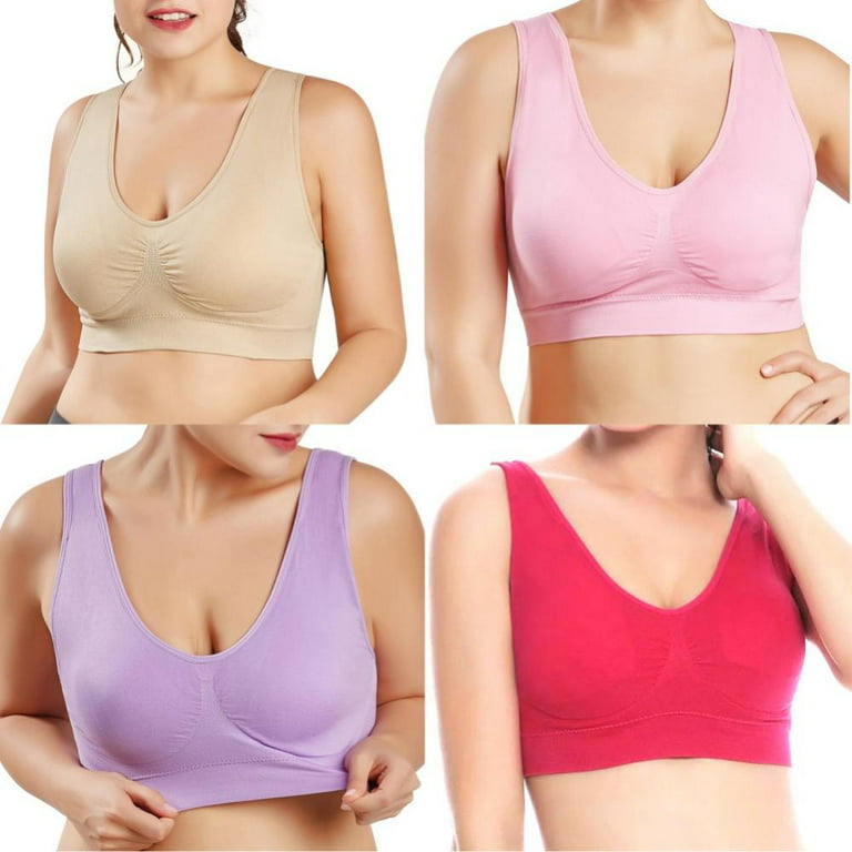 3 Pack Seamless Sports Bra Wirefree Yoga Bra with Removable Pads for Women  