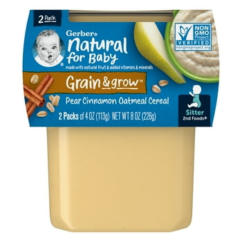 Gerber 2nd Foods Baby Food, Pear Cinnamon with Oatmeal, 4 oz Tubs (2 Pack)