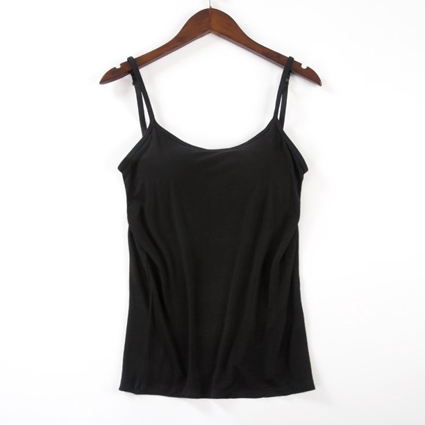 Camisola deportiva de verano para mujer con almohadilla para el pecho integrada, tirantes finos ajustables para los hombros