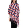 thumbnail image 3 of Honeii USA Colors Stripes Print Scarf Oversized Scarf Tassel Fall Winter Thick Scarf Warm Shawl Women,Women's Scarves & Wraps, 3 of 8