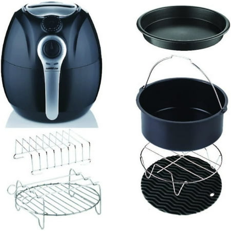 

Jiaiun 3.7-Quart Dial Control Air Fryers (Black w/accessories)