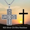 thumbnail image 6 of DVEATR Chi Rho Cross Necklace 925 Sterling Silver Alpha Omega PX XP Symbol Cross Pendant Religious Jesus Christian Jewelry, w/Stainless Steel Chain 22"+2", 6 of 7