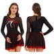 thumbnail image 3 of Traje de baile de patinaje artístico para mujer, vestido de baile con tutú de bailarina con cuello simulado, vestido de baile lírico de manga larga con diamantes de imitación brillantes, 3 of 5