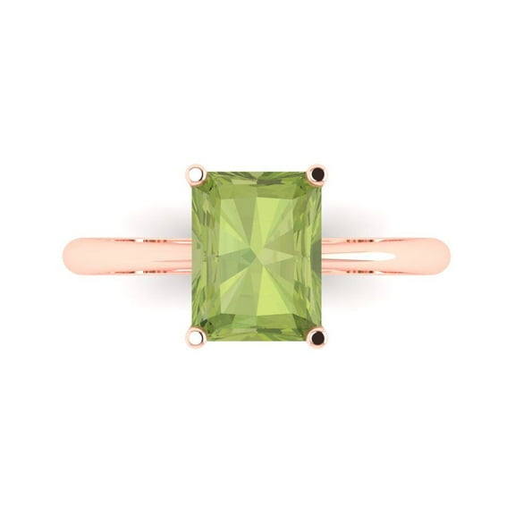 Clara Pucci 14K Rose Gold 2.5ct Peridot Solitaire Ring for Women