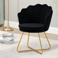 thumbnail image 3 of Furniliving Modern Velvet  Accent Chair Shell Back Makeup Chair Upholstered Vanity Stool,Black, 3 of 10