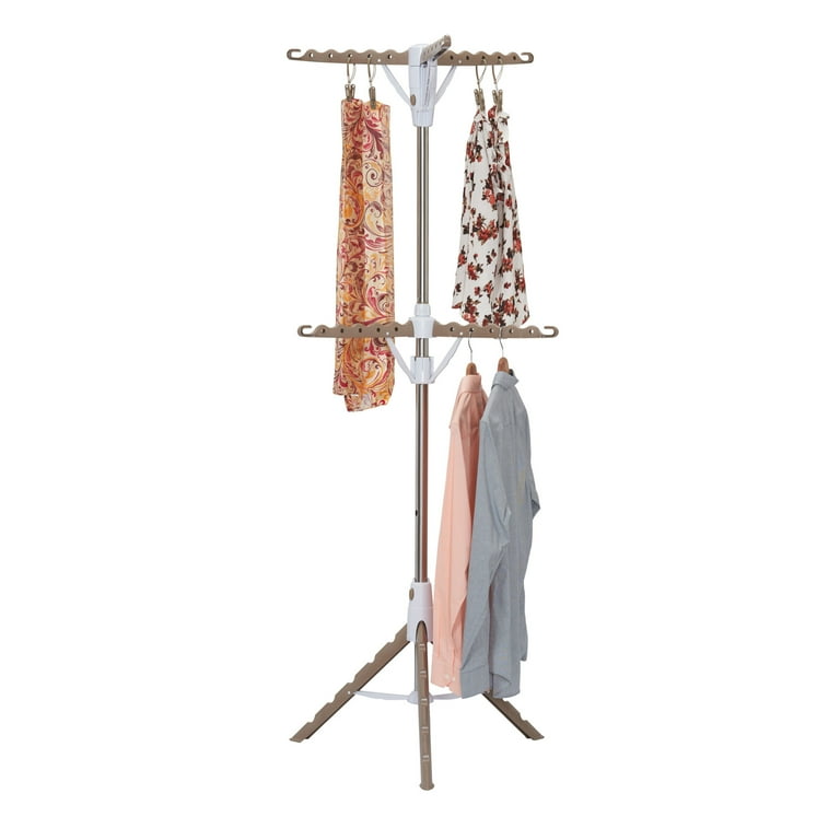 Household Essentials 2 Tier Tripod Clothes Drying Rack with Hanging Clothespins