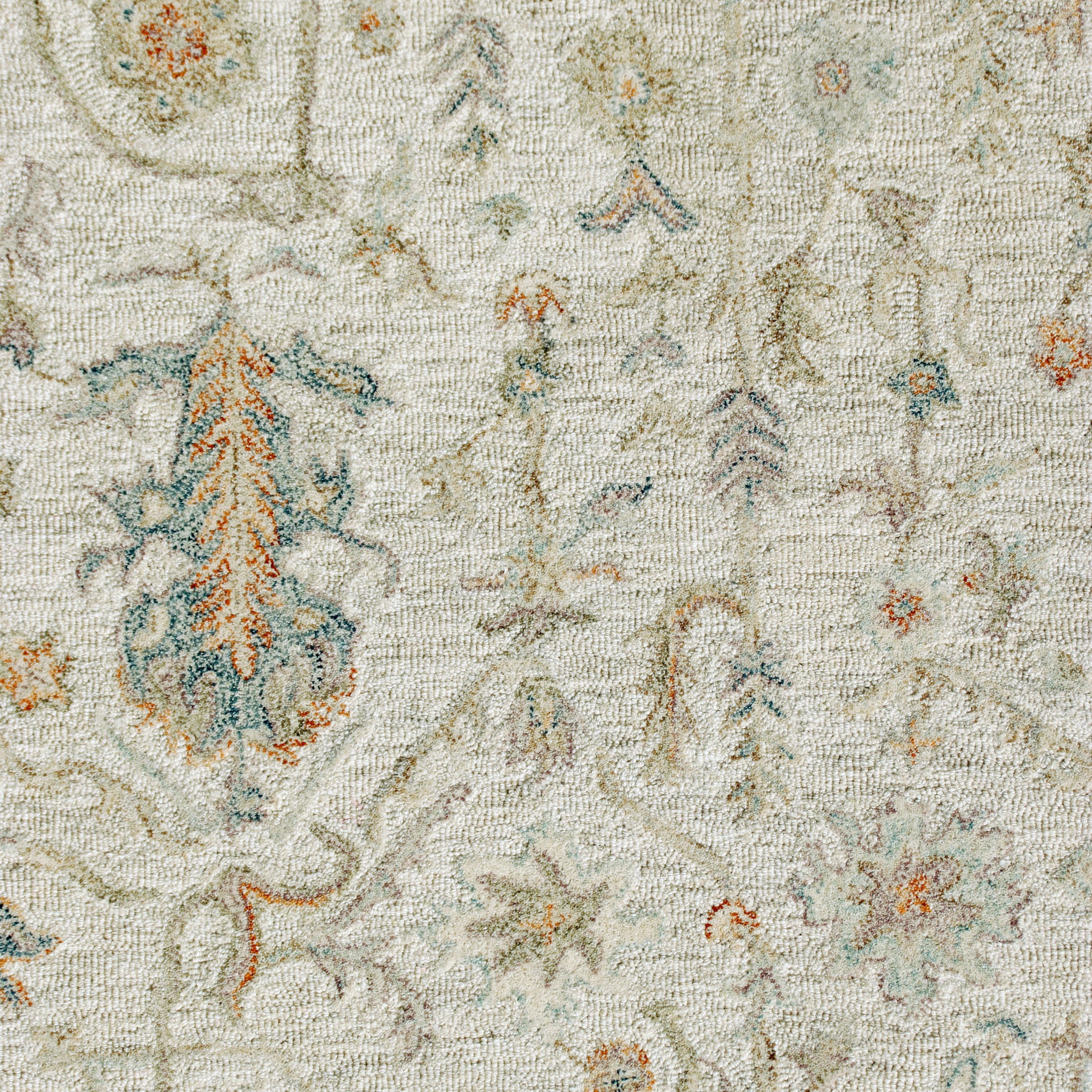 Laddha Home Designs 5' x 7.75' Hand Tufted Abstract Floral Area Throw Rug - Cream and Blue