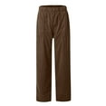 thumbnail image 4 of QIJIE Pants for Women Elastic High Waist Pull On Straight Leg Slacks Casual Fall Trousers with Pockets Brown 3XL, 4 of 6