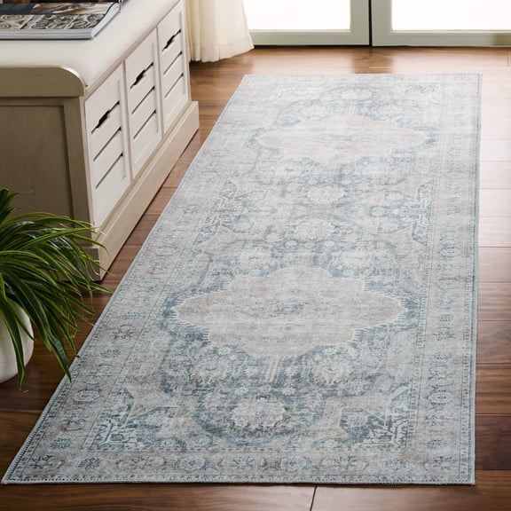 Safavieh Arizona Trenton Medallion Machine Washable Runner Rug, Sage/Gray, 2'6" x 8'