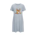 thumbnail image 5 of Sakmal Cute Womens Nightgown Christmas Soft Blue Loose House Dress Crew Neck Short Sleeve Short Reindeer Print Nightgowns S-2XL, 5 of 5