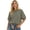 Light Green, variant on Womens Puff Bubble Short Sleeve Tops Crew Neck Satin Elastic Hem Casual Shirt Loose Fit Casual Blouse