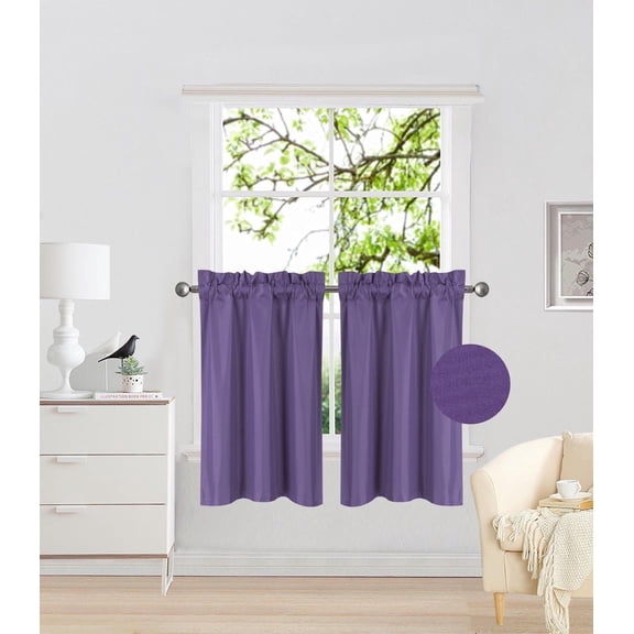 RS5 2-Piece Lilac Microfiber Blackout Window Curtain, Two (2) Rod Pocket Panels 30"X 36" Each