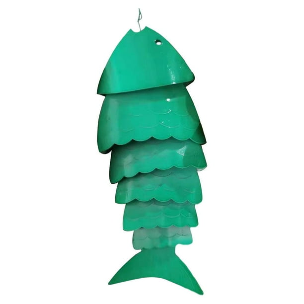 Wind Chimes Decoración colgante Colgante de metal Escultura de pared Adornos de peces para jardín Junto Patio Decoración Verde mayimx Campanas de viento