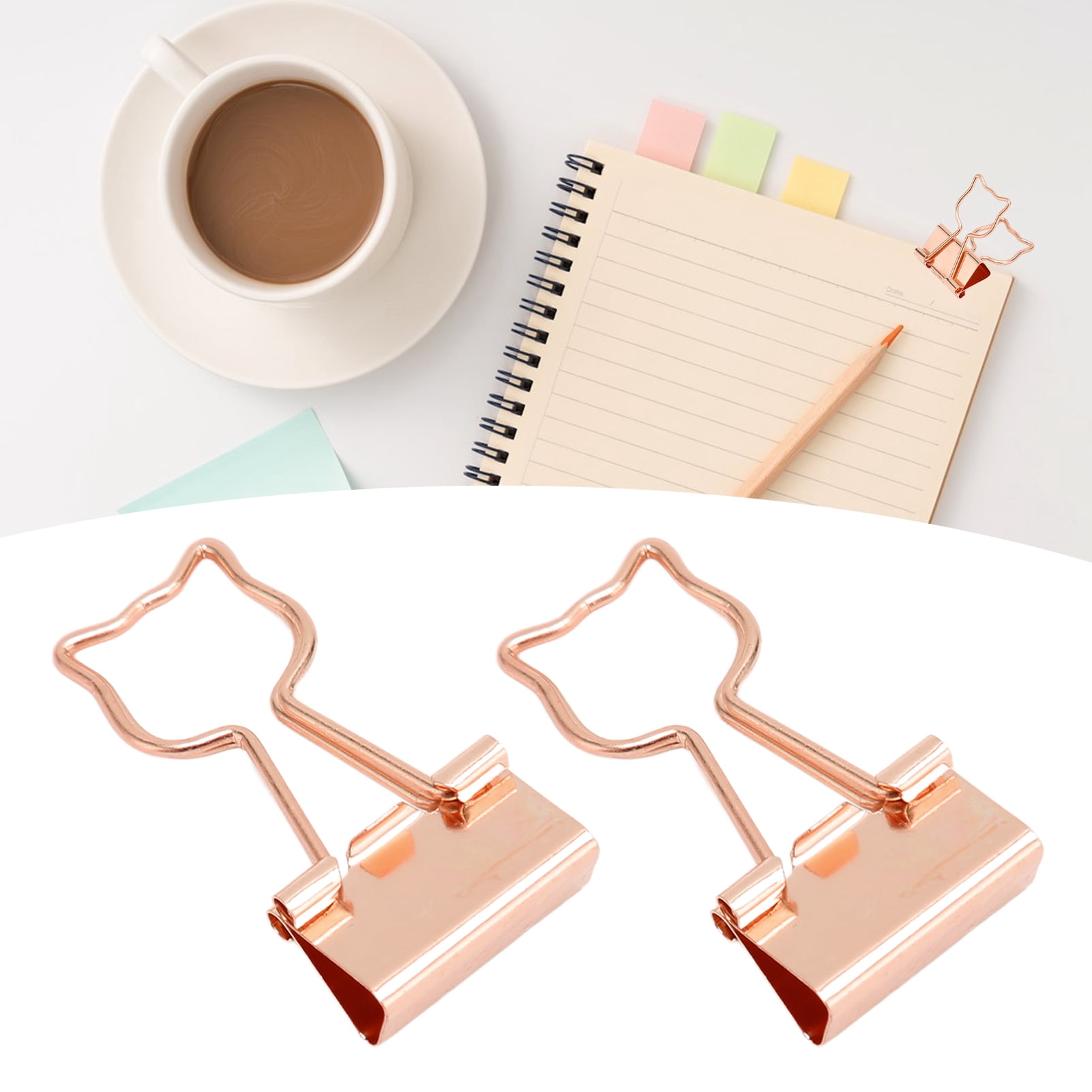 Riousery 100pcs Cat Shape Binder Clips, Rose Gold Hollow Metal Paper Clips for Documents, 7.87 inches / 20.0 cm