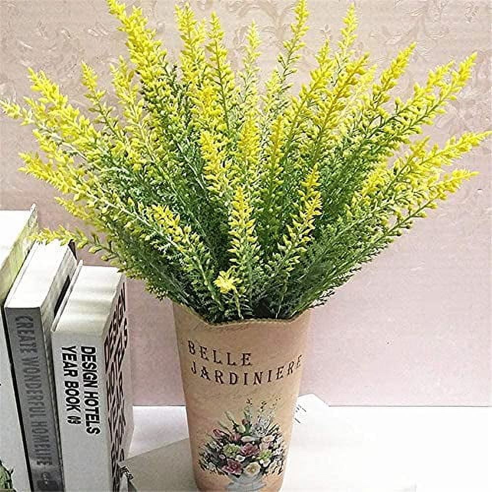 GRNSHTS Artificial Lavender Flowers 8pcs Fake Plants with Faux Plastic Wedding Bouquet for Home Party Wedding Balcony Garden Patio Outdoor Decoration (Yellow,8pcs)