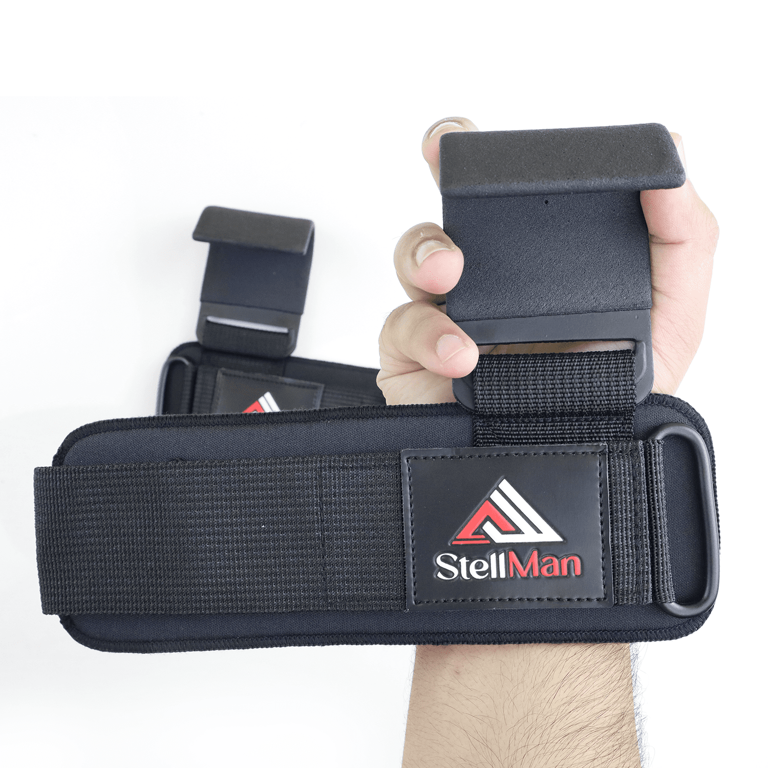 StellMan Weightlifting Hooks with Wrist Support Straps for Heavy Lifting and Pulling Exercises