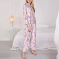 thumbnail image 3 of Yiaed colorful Butterflies Print Pajamas Women's Long Sleeve Sleepwear Soft Button Down Loungewear Pjs Lounge Set Nightwear Womens Pajama Pants-Medium, 3 of 7