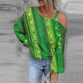 thumbnail image 1 of Femmes Chemises Mode Femmes St.Patrick'S Day Sweat-Shirt Imprimé sur l'Épaule Chemise Graphique à Manches Longues Pulls, 1 of 5