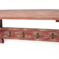 thumbnail image 3 of Wooden Wall Shelf with 4 Hooks and Carved Side Frames, Distressed Red - Saltoro Sherpi, 3 of 5