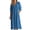 Navy, variant on Qiggri Women's Ruffled V‑Neck Puff 3/4 Sleeve Maxi Dress Solid Color Loose Casual Dress With Pockets for Beach Vacation Summer Fall Workout L
