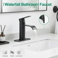 thumbnail image 4 of Matte Black Waterfall Bathroom Faucet, Single Handle 1 or 3 Hole Modern Sink Faucet with Deck Plate & Pop-Up Drain, RV Camper Washbasin Tap, 4 of 14
