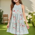 thumbnail image 2 of Abcomgle Cute Sundresses Dresses for Girls 10-12 Casual Halter Neck Sleeveless Midi Dress Floral Print Sundresses A-line Swing Skirt 13-14 Years,Mint Green, 2 of 7