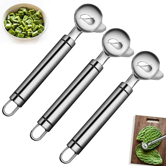 3Pcs Stainless Steel Peeler Cactus, Manual Cactus Peeler Spoon