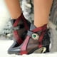 thumbnail image 5 of NECHOLOGY Botas Mujer Zapatos Botines de mujer Botas de malla con tacón, sandalias de malla huecas, tacones gruesos, zapatos de mujer modernos y versátiles, botines, botas de mujer (Red, 6.5), 5 of 7