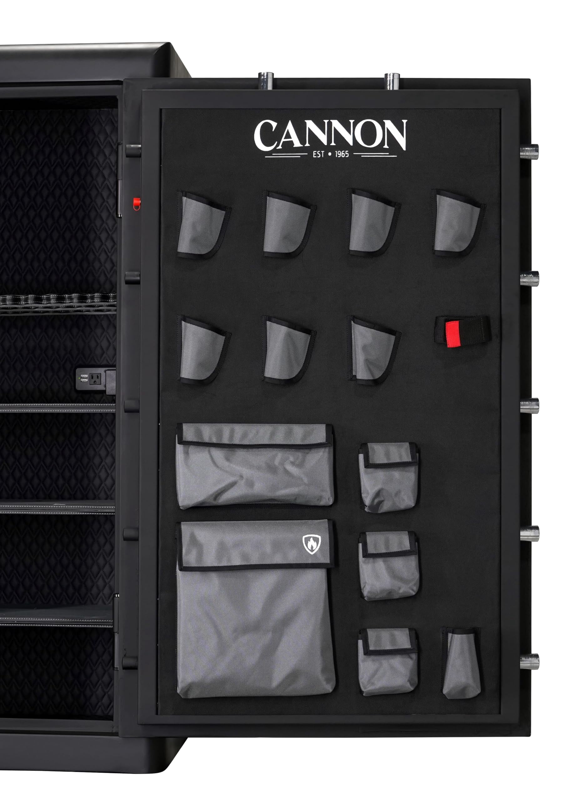 Cannon 48-Gun Fireproof Safe, 90-Minute 1200°F Fire Protection with Biometric Electronic Lock, LED Lighting, Power Outlets & Adjustable Shelves – Large Rifle & Home Security Safe