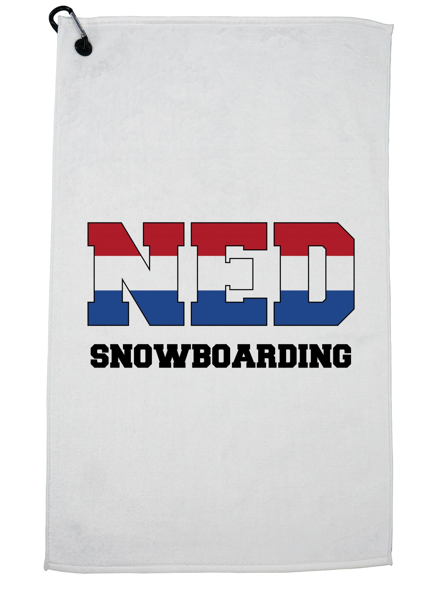 Dutch Snowboarding Winter Olympic NED Flag Golf Towel with Carabiner Clip by Hollywood Thread