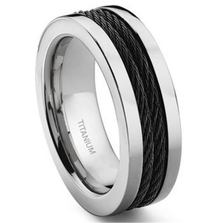 Andrea Jewelers Titanium 8MM Double Black Cable Wedding Band Ring Sz 12.5