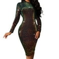 thumbnail image 2 of BLTIBY 2025 Womens Sequin Dress Long Sleeve Drilling Craft Rhinestone Bodycon Party Club Night Out Dresses Clubwear Fashion Dress Multicolor S, 2 of 5