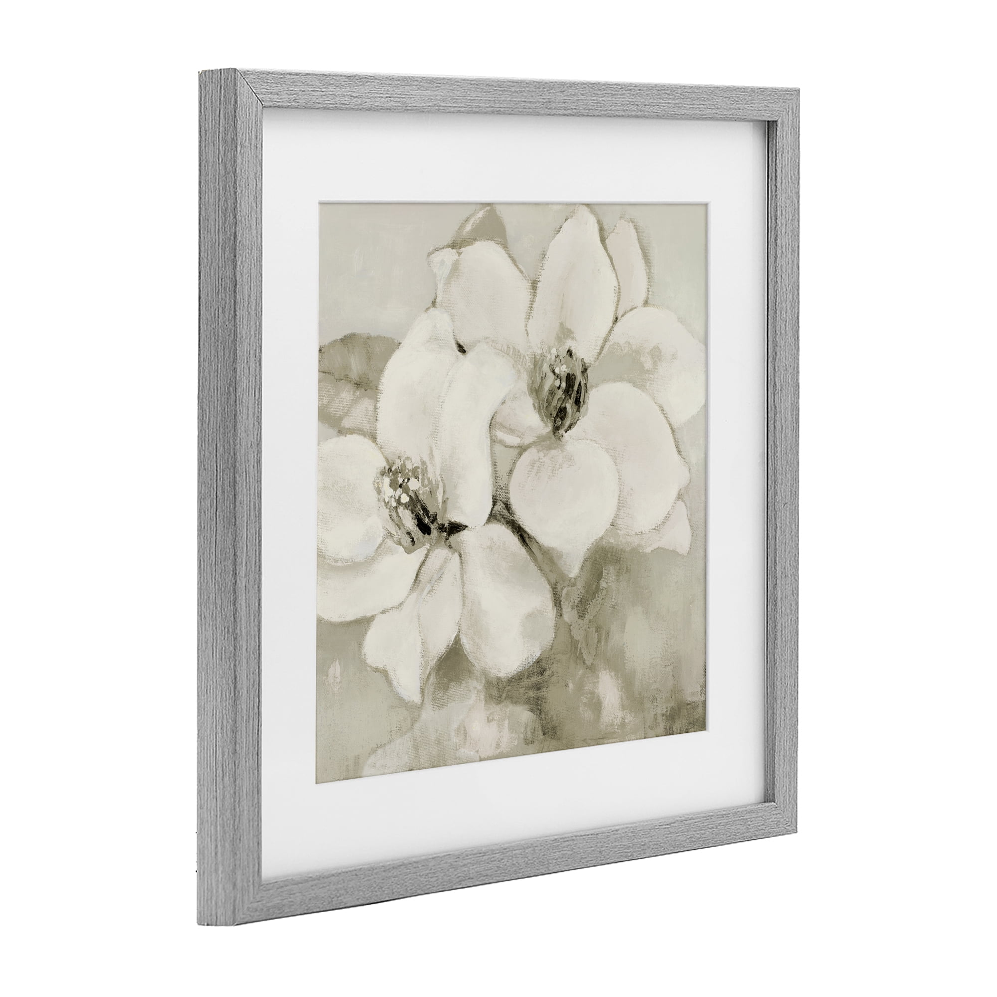 Stupell Industries Subtle Beige Magnolias Gray Framed Print Under Glass, design by Lanie Loreth