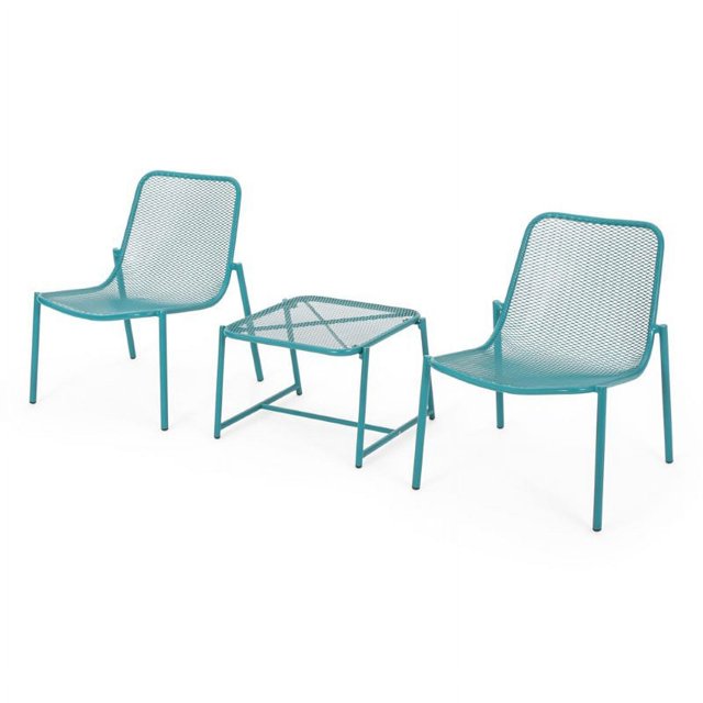 Noble House Bucknell Ensemble de Conversation Extérieur 3 Pcs en Bleu Mat