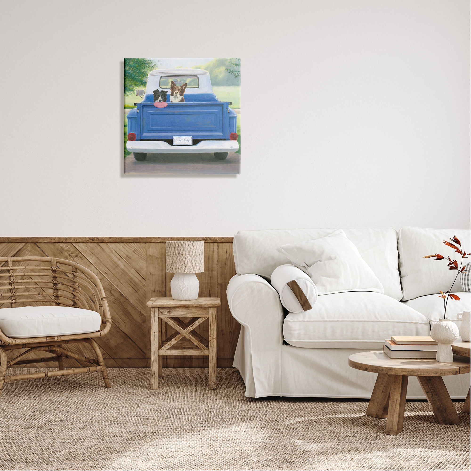 Stupell Industries Dogs in Country Truck Animals & Insects Painting Gallery Wrapped Canvas Print Wall Art, 24 x 24
