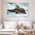 thumbnail image 2 of Elephant Stock Simple Bear Fishing Wall Art - Horizontal Canvas Wall Art - Living Room Wall Decor - Animal Canvas - Blue And Brown Decor - 48" x 32", 2 of 8