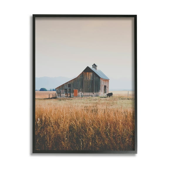 Stupell Industries Rural Barn Landscape Nature Photography Black Framed Art Print Wall Art, 11 x 14
