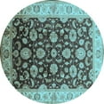 thumbnail image 1 of Ahgly Company Indoor Round Oriental Light Blue Traditional Area Rugs, 6' Round, 1 of 4