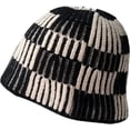 thumbnail image 5 of CoCopeaunts Plaid Beanies Hat Two-Colors Fashion All-Match Street Women Knitted Cap Autumn Winter Warm Thick Bucket Hats for Men, 5 of 8